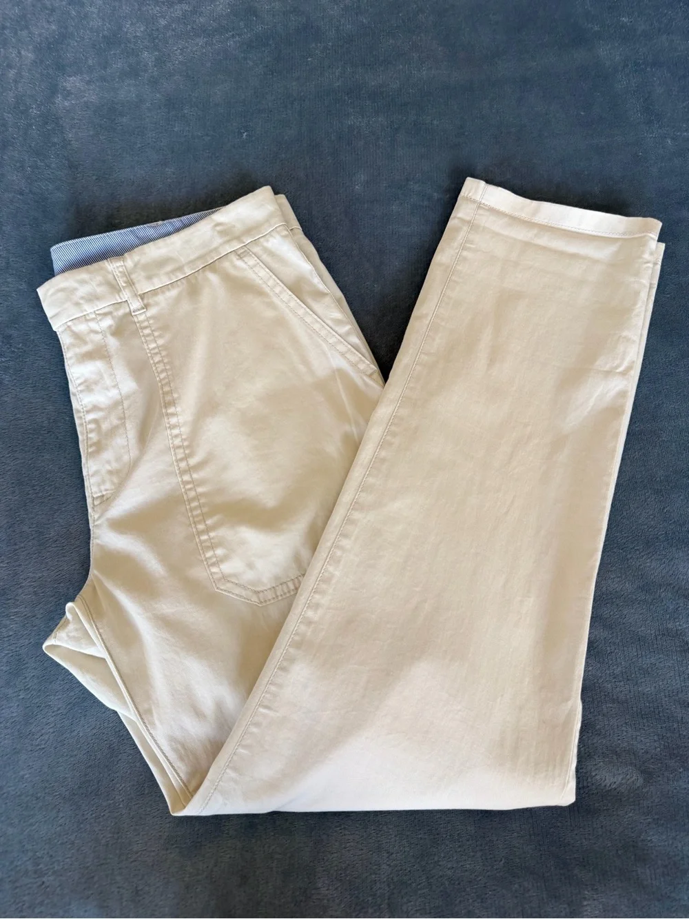 NWT Slim Boyfriend Chino Lightweight Patch-Pocket Cream Casual Pants Size 28